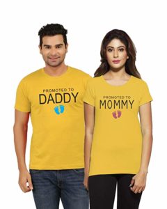 Promoted to Mommy Daddy Matching Couple Cotton T-Shirts