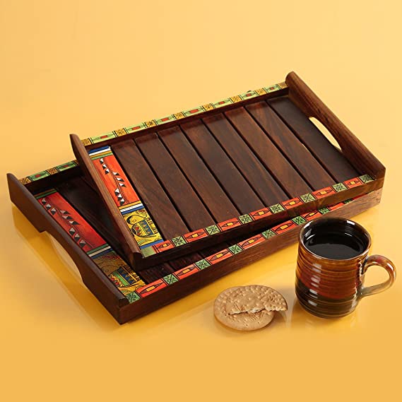 Wooden tray set 